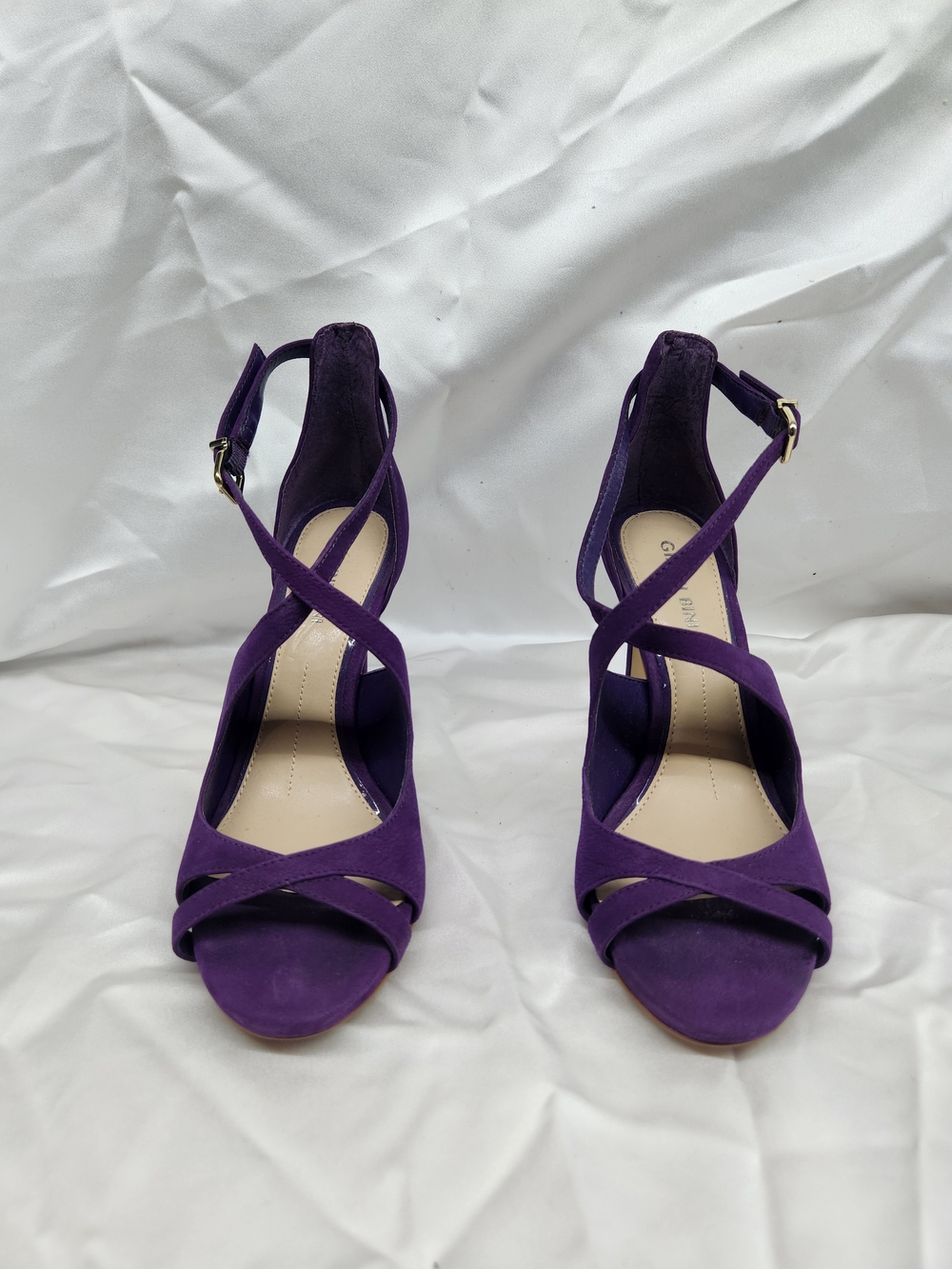 Gianni Bini Purple Suede Crisscross Ankle Strap Heels